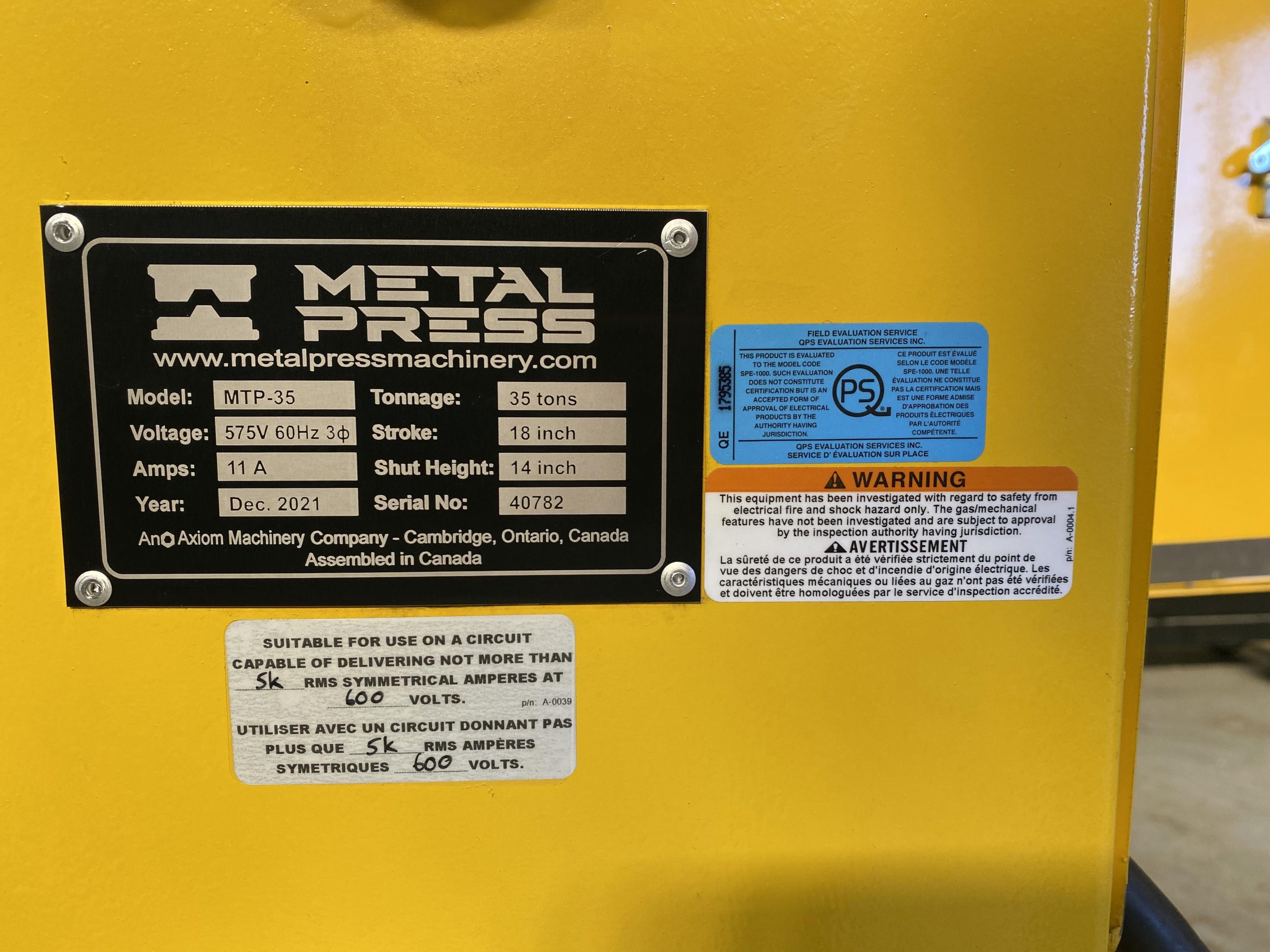 Detailed Picture of Used Trim Press for Die Casting