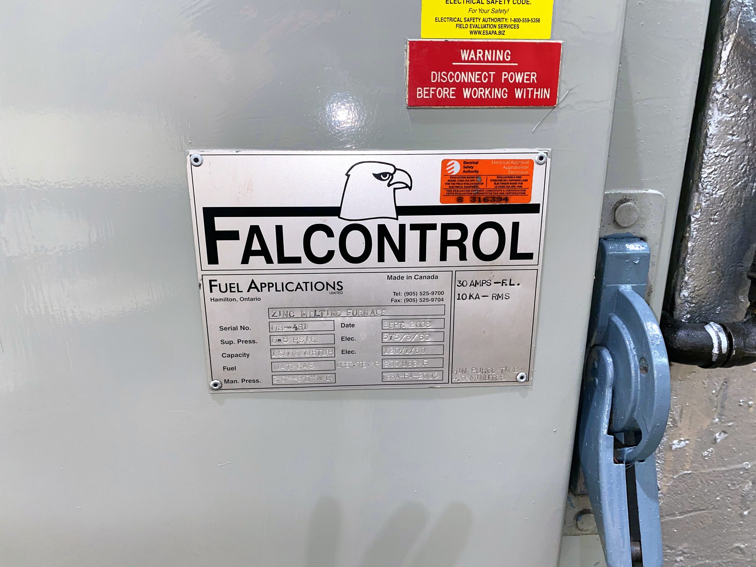 Picture of Used Falcontrol Zinc Gas Melting Furnace