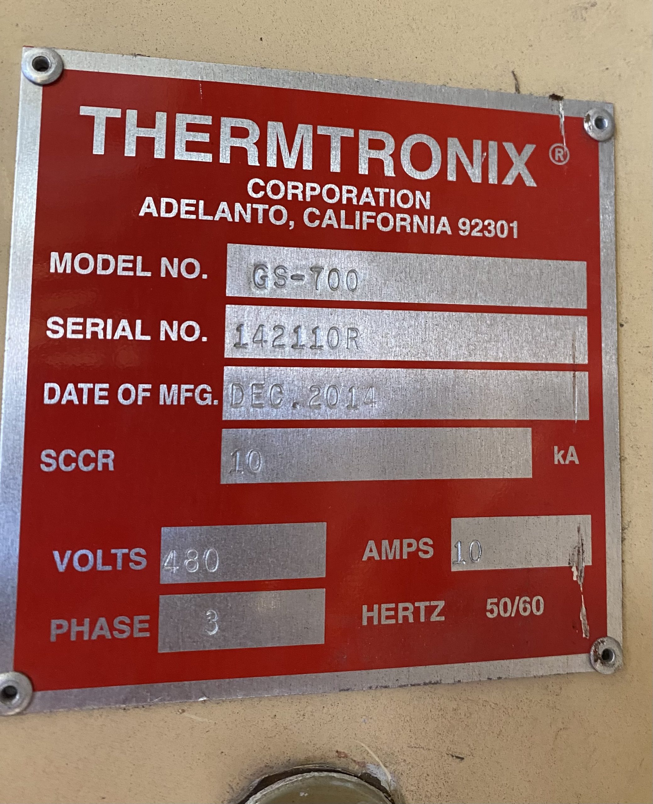 Used Thermtronix 700 Lbs Gas Melting and Holding Furnace #4972