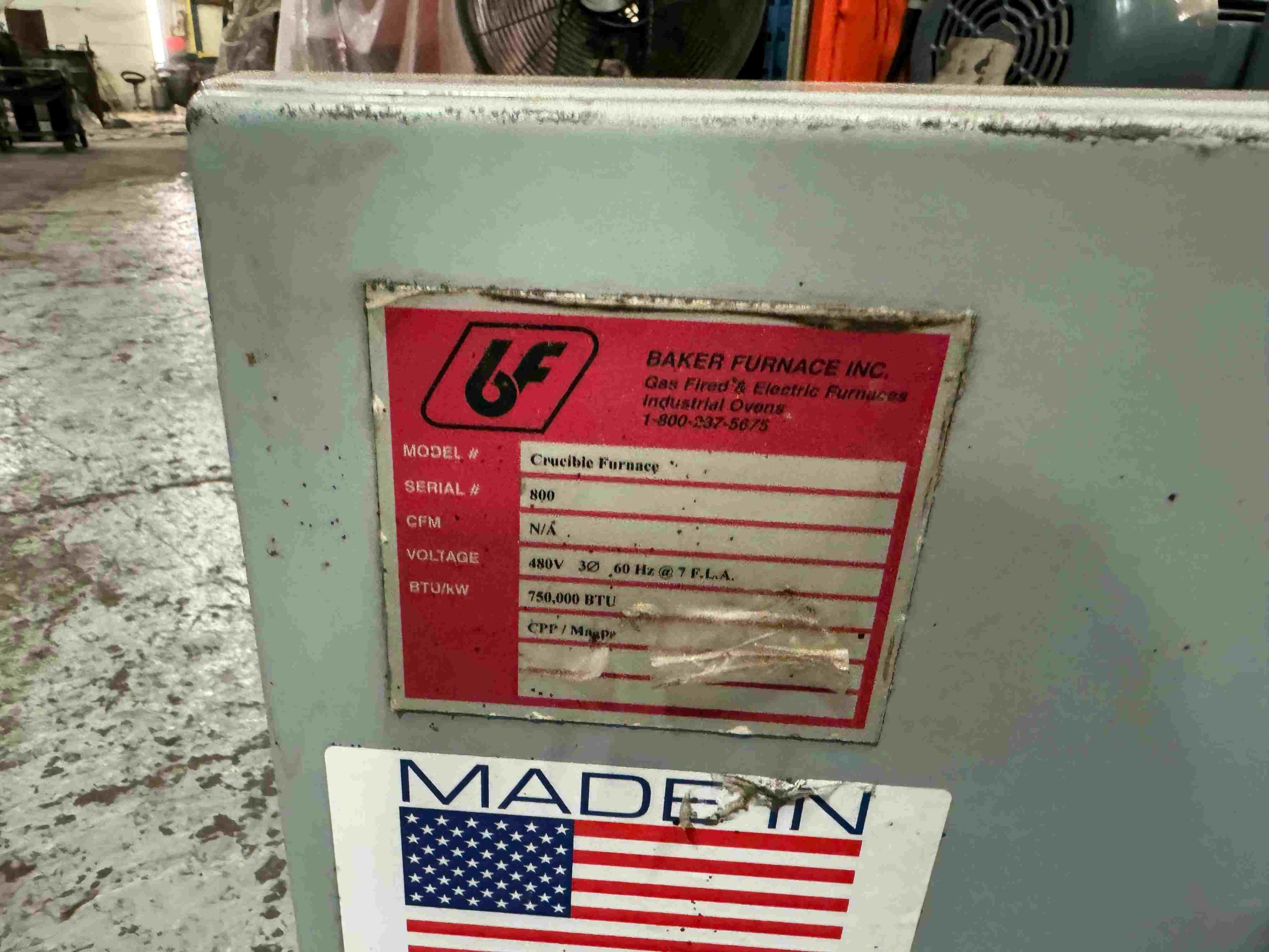 Used Baker Gas Crucible Furnace #4959