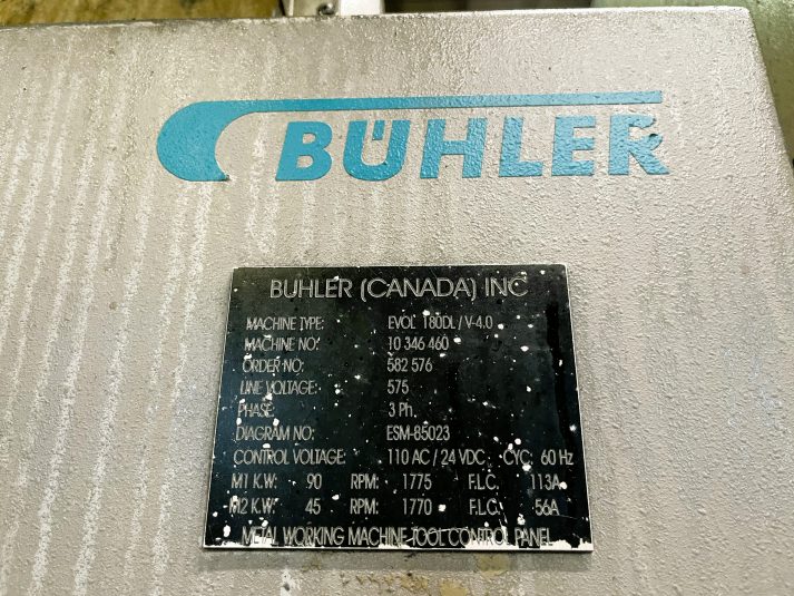 Used Buhler Evolution 180 DL 1800 Metric Ton Cold Chamber Die Casting Machine #4998
