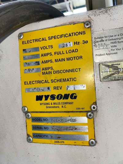 Used Wysong 250 Ton Press Brake #5006