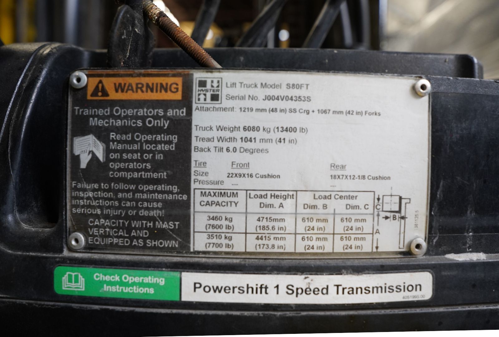 2018 Hyster Forklift S80FT2 – 8,000 lbs LPG | #5067