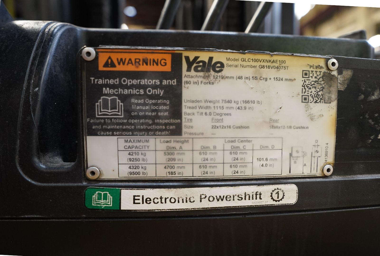 2019 Yale Forklift – GLC100VXNKAE100 – 10,000 lbs LPG | #5066
