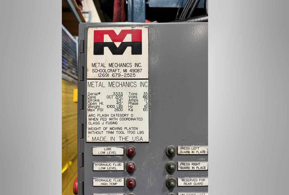 Used Metal Mechanics – 35 Ton Hydraulic Trim Press #5039